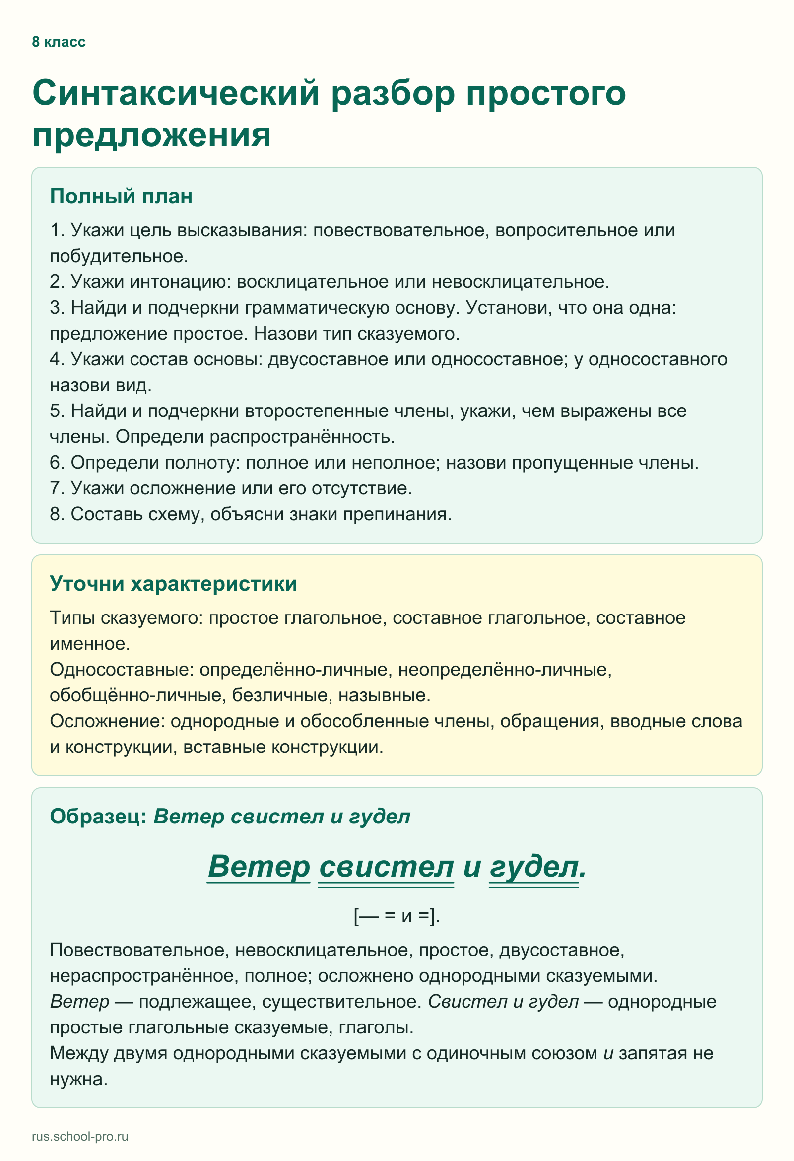 Синтаксический разбор простого предложения