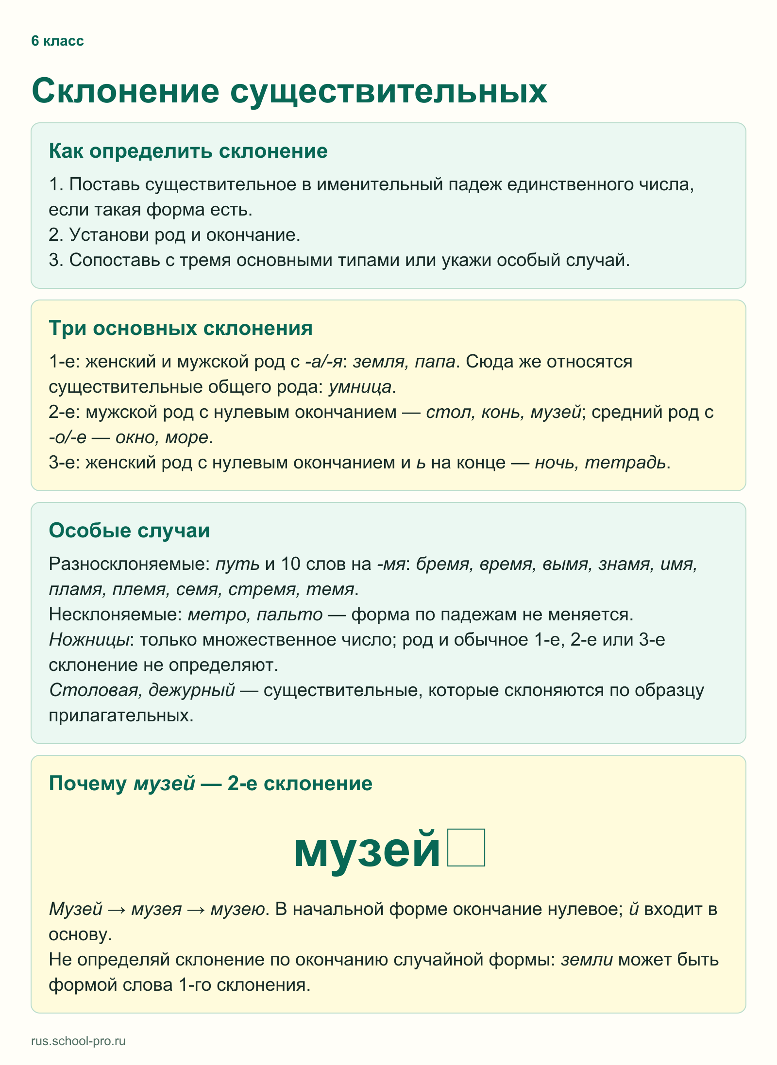 Склонение существительных