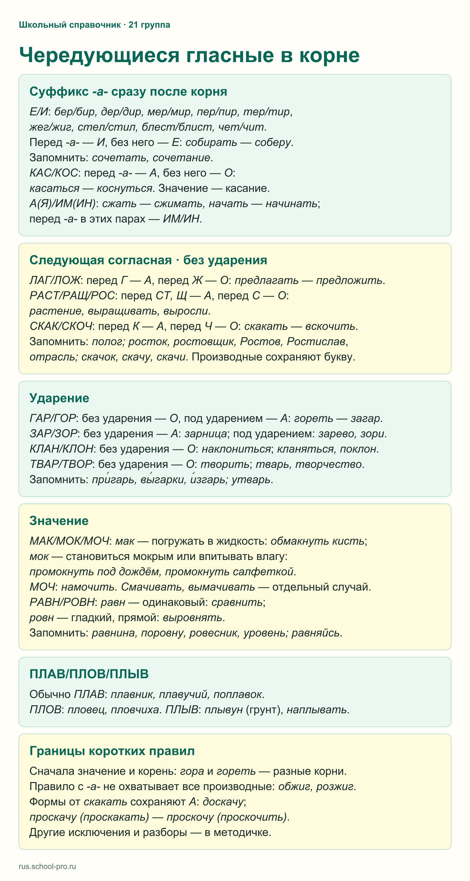 Чередующиеся гласные в корне